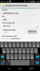 configuració compte UVic Exchange