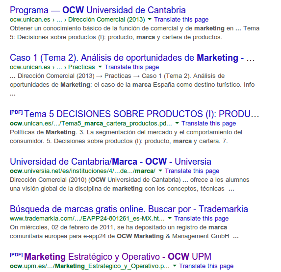 Cerca de "marketing ocw marca"