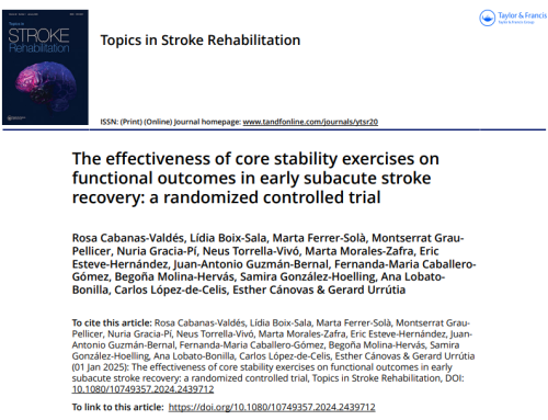 The effectiveness of core stability exercises on functional outcomes in early subacute stroke recovery: a randomized controlled trial