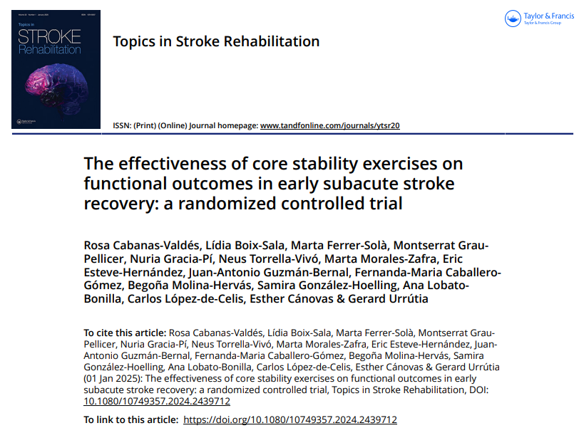 The effectiveness of core stability exercises on functional outcomes in early subacute stroke recovery: a randomized controlled trial