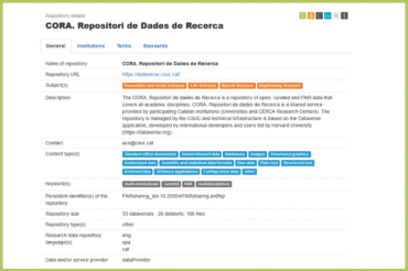 El Repositori de Dades de Recerca, registrat a re3data i FAIRsharing