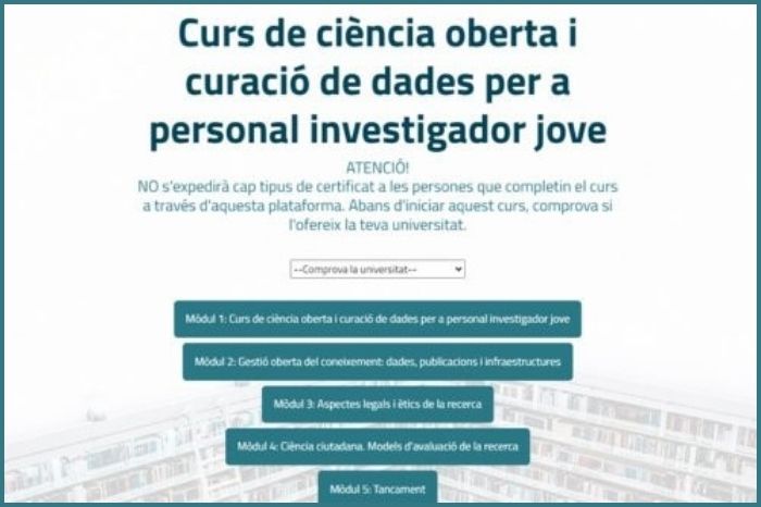 Nou curs en ciència oberta de les universitats catalanes