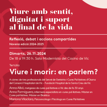 Tertúlia Reflexiva “Viure i morir: en parlem?”