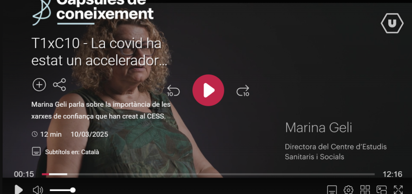 Marina Geli parla sobre les xarxes de confiança al CESS a “Càpsules de Coneixement”