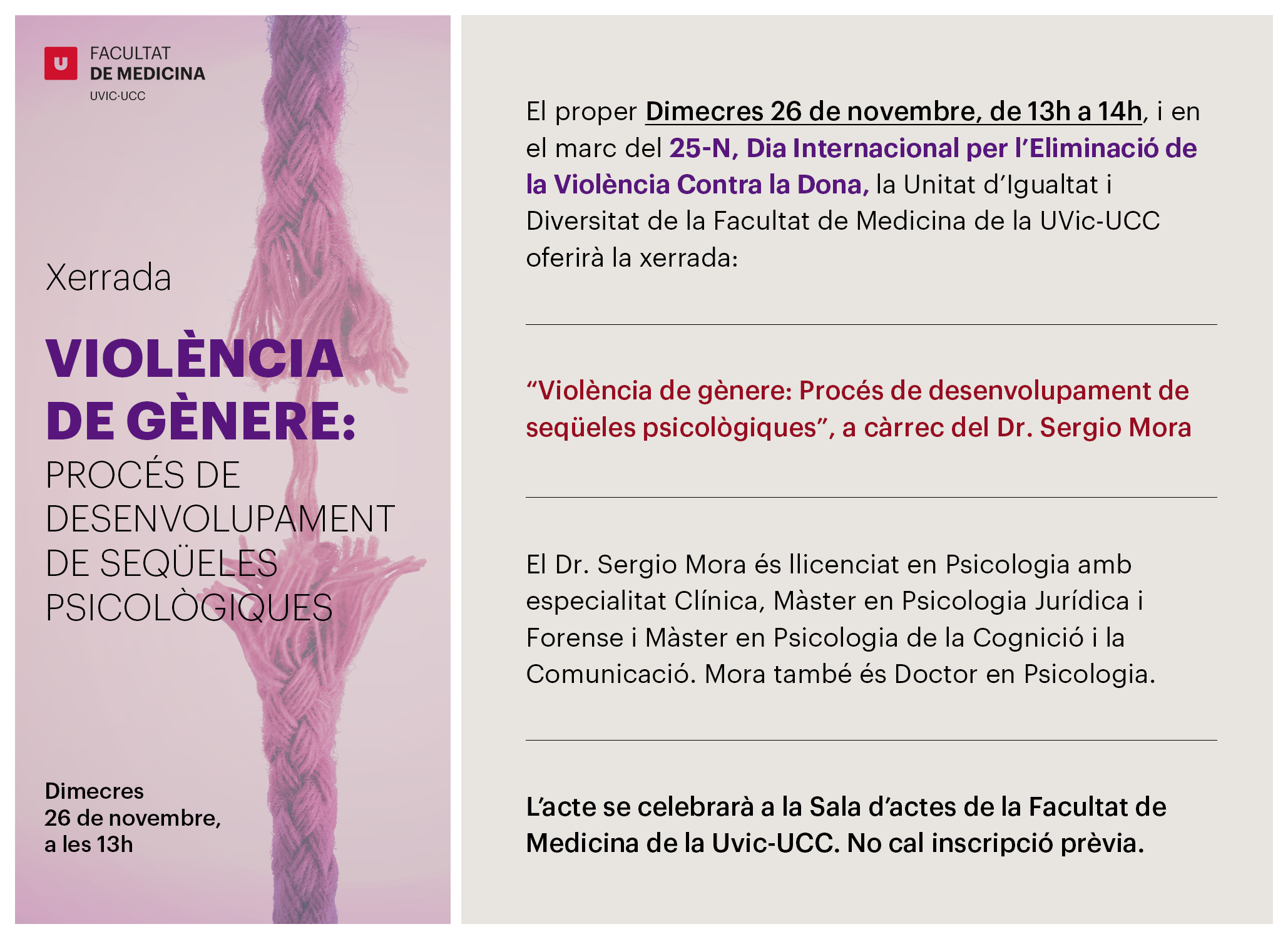 Xerrada sobre violència de gènere: desenvolupament de seqüeles psicològiques