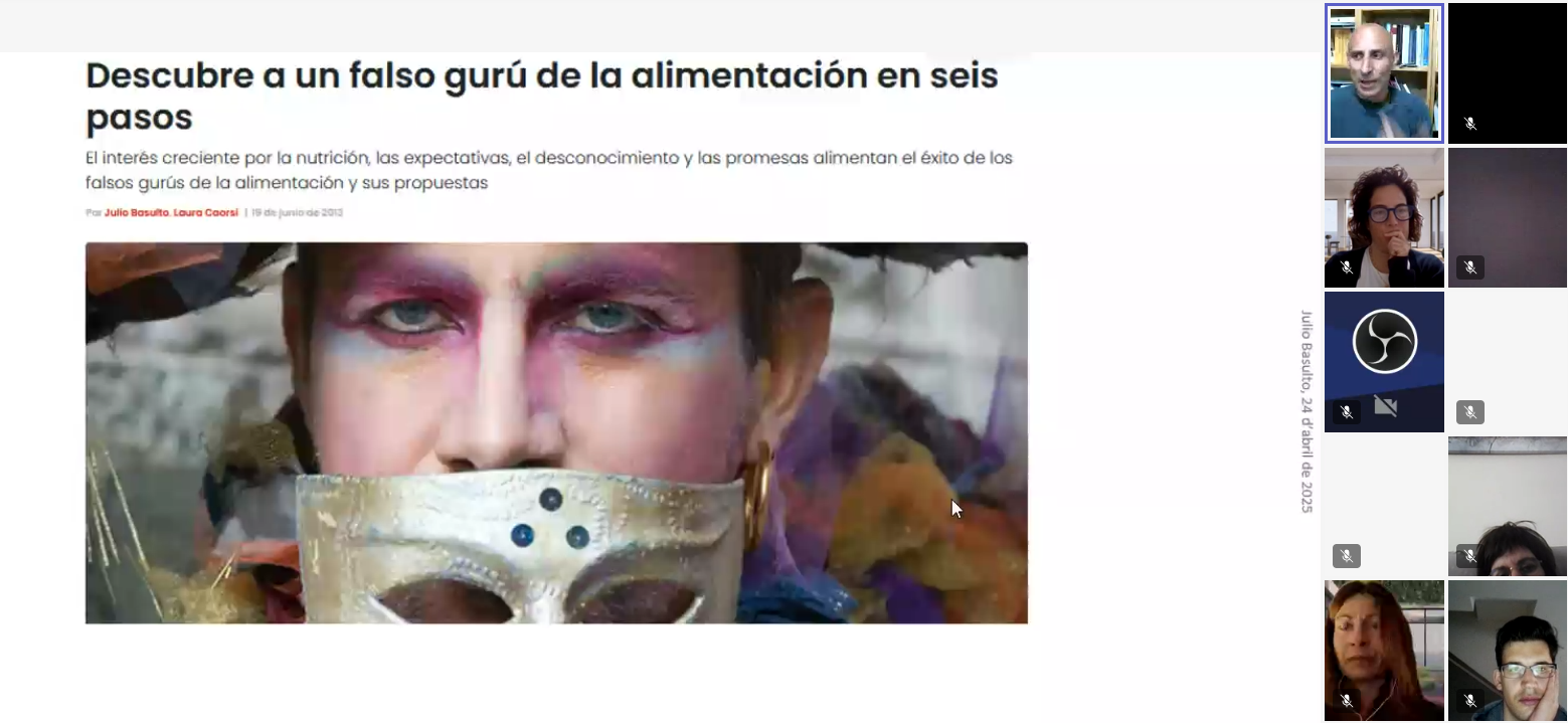 El grau en Nutrició Humana i Dietètica presenta un webinar sobre ‘fake news’ nutricionals amb Julio Basulto