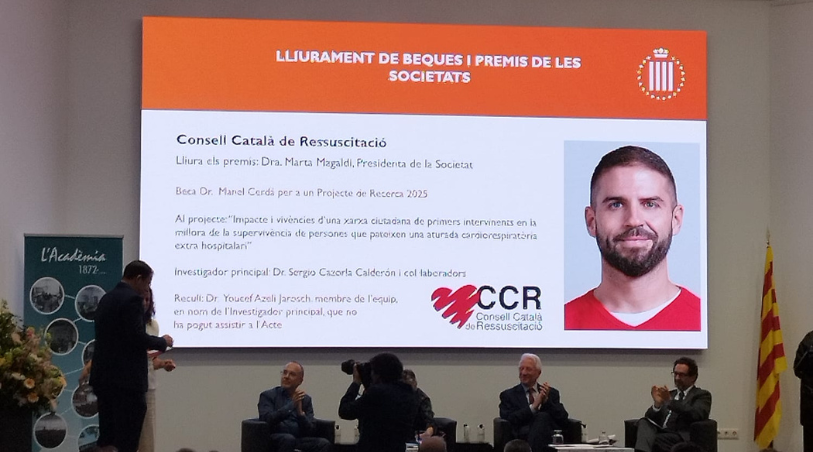 Sergio Cazorla rep la beca Dr. Manel Cerdà 2025 del Consell Català de Ressuscitació