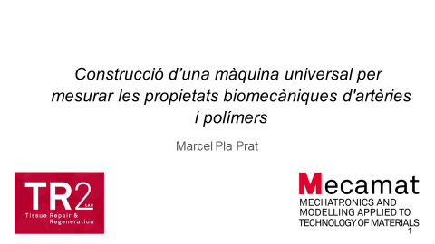 Marcel Pla defends his TFG ” Construction of a universal machine to measure the biomechanical properties of arteries and polymers”