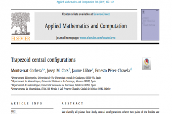 Montse Corbera has published a new paper on the classification of Trapezoid Central Configurations