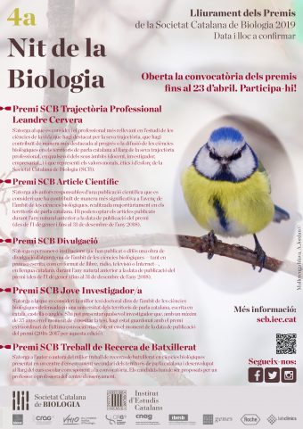 Convocatòria oberta dels  Premis “La nit de la Biologia” 2019