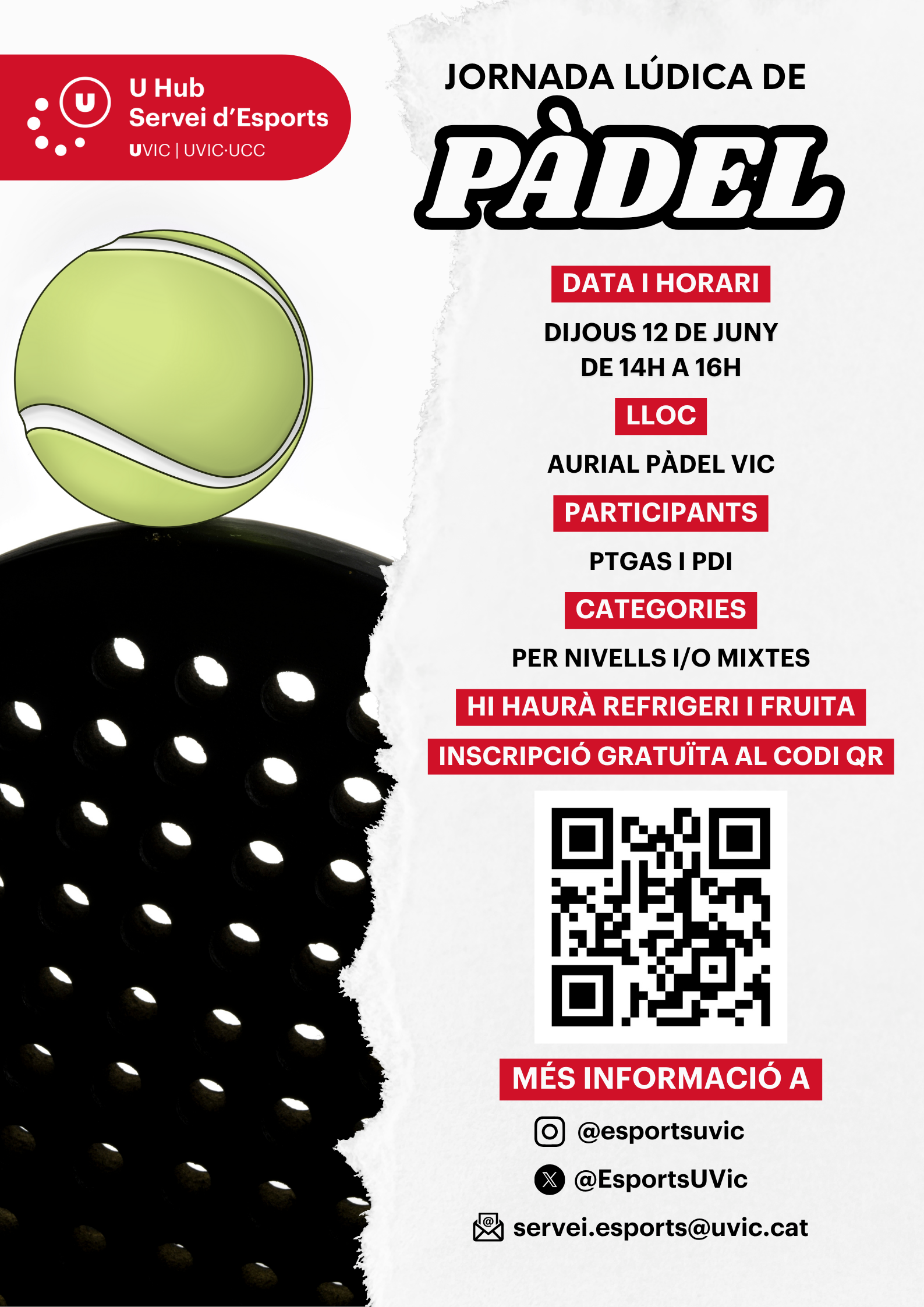 Jornada lúdica de pàdel per al PTGAS i el PDI de la UVic-UCC: esport, comunitat i diversió